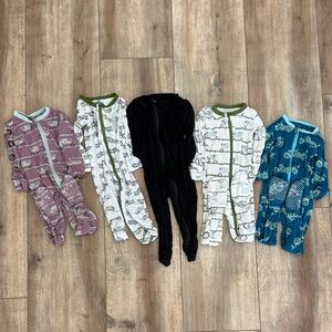 Kickee Pants Kids One Piece Footies - Purple, Black, White, Blue